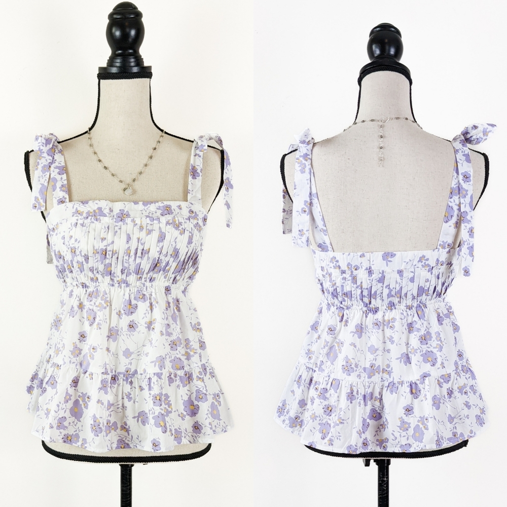 NWT Storia Floral Tie Strap Tank Top, Size Medium - Picture 6 of 6